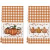 Artoid Mode Orange Stripes Polka Dot Pumpkin Fall Kitchen Towels Dish Towels, 18×26 Inch Farmhouse Maple Leaves Decoration Hand Towels Set of 2(Orange)