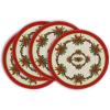 Artoid Mode Pine Branches Bow Ribbon Christmas Round Placemats Set of 4, 14 Inch Winter Round Table Mats for Dining Decoration(Red)