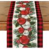 Artoid Mode Red Black Buffalo Plaid Xmas Balls Holly Christmas Table Runner, Winter Kitchen Dining Table Decoration for Outdoor Home Party 13×72 Inch(Red / Black)