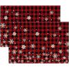 Artoid Mode Red and Black Buffalo Plaid Christmas Placemats for Dining Table, 12 x 18 Inch Seasonal Winter Xmas Snowflakes Holiday Rustic Vintage Thanksgiving Washable Table Mats Set of 4(Red/Black)