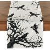 Artoid Mode Silhouette Tree Crows Halloween Table Runner, Branches Fall Kitchen Dining Table Decoration for Outdoor Home Party 13×108 Inch(Beige)