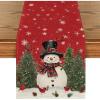 Artoid Mode Snowman Christmas Birds Trees Table Runner, Seasonal Winter Xmas Holiday Kitchen Dining Table Decoration for Indoor Outdoor Home Party Decor 13 x 72 Inch(Red)