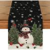 Artoid Mode Snowman Christmas Birds Trees Table Runner, Seasonal Winter Xmas Holiday Kitchen Dining Table Decoration for Indoor Outdoor Home Party Decor 13 x 72 Inch(Black)