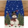 Artoid Mode Snowman Christmas Birds Trees Table Runner, Seasonal Winter Xmas Holiday Kitchen Dining Table Decoration for Indoor Outdoor Home Party Decor 13 x 72 Inch(Blue)