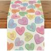 Artoid Mode Ture Love Heart Valentine’s Day Table Runner, Seasonal Kitchen Dining Table Decoration for Home Party Decor 13×72 Inch(Beige)