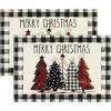 Artoid Mode Waterclor Buffalo Plaid Christmas Trees Placemats Set of 4, 12×18 Inch Winter Table Mats for Outdoor Home Party Kitchen Dining Decor(Black/White)