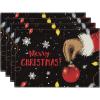 Artoid Mode Xmas Ball Merry Christmas Placemats Set of 4, 12×18 Inch Seasonal Winter Holiday Black Table Mats for Party Kitchen Dining Decoration(Black)