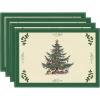 Artoid Mode Xmas Pine Round Winter Placemats Set of 4, 14 Inch Round Christmas Table Mats for Table Runner Party Kitchen Dining Decoration(Green)