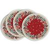 Artoid Mode Xmas Pine Snowflake Snowman Christmas Round Placemats Set of 4, 14 Inch Winter Round Table Mats for Dining Decoration(Red)