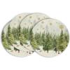 Artoid Mode Xmas Trees Cardinals Snowflakes Gifts Christmas Placemats Set of 4, 15 Inch Seasonal Winter Round Table Mats for Dining Decoration(Green)