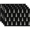 Artoid Mode Xmas Trees Merry Christmas Round Placemats Set of 4, 14 Inch Winter Round Table Mats for Dining Decoration(Black)