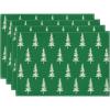 Artoid Mode Xmas Trees Merry Christmas Round Placemats Set of 4, 14 Inch Winter Round Table Mats for Dining Decoration(Green/Beige)