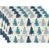 Artoid Mode Xmas Trees Snowflake Merry Christmas Round Placemats Set of 4, 14 Inch Winter Round Table Mats for Dining Decoration(Blue)