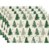 Artoid Mode Xmas Trees Snowflake Merry Christmas Round Placemats Set of 4, 14 Inch Winter Round Table Mats for Dining Decoration(Green/Beige)