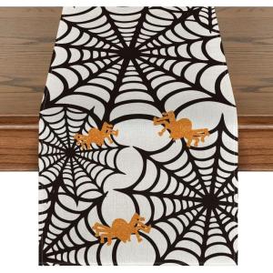 Artoid Mode Spider Web Table Runner, Halloween Holiday Kitchen Dining Table Decoration for Indoor Outdoor Home Party Decor 13 x 108 Inch(Multi-color)