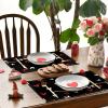 Artoid Mode Black Red Buffalo Plaid Love Valentine Placemats Set of 4, 12×18 Inch Seasonal Anniversary Holiday Table Mats for Party Kitchen Dining Decoration(Black)