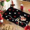 Artoid Mode Black Red Buffalo Plaid Love Valentine Placemats Set of 4, 12×18 Inch Seasonal Anniversary Holiday Table Mats for Party Kitchen Dining Decoration(Black)