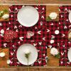 Artoid Mode Black Red Buffalo Plaid Love Valentine Placemats Set of 4, 12×18 Inch Seasonal Anniversary Holiday Table Mats for Party Kitchen Dining Decoration(Black/Red)