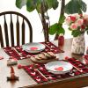 Artoid Mode Black Red Buffalo Plaid Love Valentine Placemats Set of 4, 12×18 Inch Seasonal Anniversary Holiday Table Mats for Party Kitchen Dining Decoration(Black/Red)