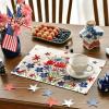 Artoid Mode Poppy Flowers Leaves 4th of July Placemats Set of 4, 12×18 Inch Memorial Day Patriotic Featival Holiday Table Mats for Party Kitchen Dining Decoration(Beige)