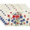Artoid Mode Poppy Flowers Leaves 4th of July Placemats Set of 4, 12×18 Inch Memorial Day Patriotic Featival Holiday Table Mats for Party Kitchen Dining Decoration(Beige)