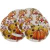 Artoid Mode Pumpkins Maple Leaves Vinyl Round Fall Placemats Set of 4, 14 Inch Wipeable Woven PVC Place Mats for Farmhouse Party Kitchen Dining Decor(Beige)