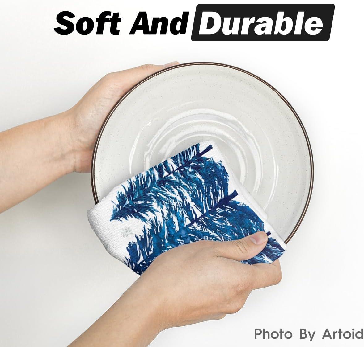 imageArtoid Mode Pink Xmas Tree Christmas Kitchen Towels Dish Towels 18x26 Inch Farmhouse Snowflakes Winter Decoration Cleaning Set of 2Blue