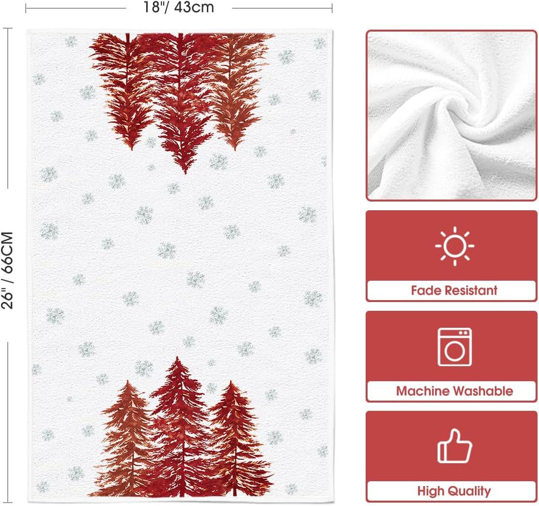 imageArtoid Mode Pink Xmas Tree Christmas Kitchen Towels Dish Towels 18x26 Inch Farmhouse Snowflakes Winter Decoration Cleaning Set of 2Red