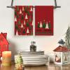Artoid Mode Beige Star Xmas Tree Merry Christmas Kitchen Towels Dish Towels, 18×26 Inch Farmhouse Holiday Winter Decoration Cleaning Set of 2(Red)