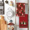 Artoid Mode Beige Star Xmas Tree Merry Christmas Kitchen Towels Dish Towels, 18×26 Inch Farmhouse Holiday Winter Decoration Cleaning Set of 2(Red)