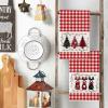 Artoid Mode Beige Stripes Deer Xmas Tree Christmas Kitchen Towels Dish Towels, 18×26 Inch Farmhouse Holiday Winter Decoration Cleaning Set of 2(Red)