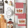Artoid Mode Beige Stripes Gingerbread Candy Christmas Kitchen Towels Dish Towels, 18×26 Inch Farmhouse Holiday Winter Decoration Cleaning Set of 2(Red)