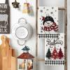 Artoid Mode Black Red Xmas Tree Snowman Christmas Kitchen Towels Dish Towels, 18×26 Inch Holiday Bird Believe Winter Decoration Hand Towels Set of 2(Black/Beige)