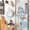 Artoid Mode Black Red Xmas Tree Snowman Christmas Kitchen Towels Dish Towels, 18×26 Inch Holiday Bird Believe Winter Decoration Hand Towels Set of 2(Blue/Beige)