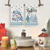 Artoid Mode Black Red Xmas Tree Snowman Christmas Kitchen Towels Dish Towels, 18×26 Inch Holiday Bird Believe Winter Decoration Hand Towels Set of 2(Blue/Beige)
