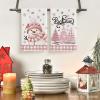 Artoid Mode Black Red Xmas Tree Snowman Christmas Kitchen Towels Dish Towels, 18×26 Inch Holiday Bird Believe Winter Decoration Hand Towels Set of 2(Pink/Beige)