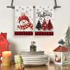 Artoid Mode Black Red Xmas Tree Snowman Christmas Kitchen Towels Dish Towels, 18×26 Inch Holiday Bird Believe Winter Decoration Hand Towels Set of 2(Red/Black)