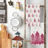 Artoid Mode Blue Xmas Tree Christmas Kitchen Towels Dish Towels, 18×26 Inch Farmhouse Holiday Snowflake Winter Decoration Cleaning Set of 2(Pink)
