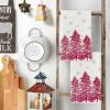 Artoid Mode Pink Xmas Tree Christmas Kitchen Towels Dish Towels, 18×26 Inch Farmhouse Snowflakes Winter Decoration Cleaning Set of 2(Pink)