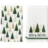Artoid Mode Beige Star Xmas Tree Merry Christmas Kitchen Towels Dish Towels, 18×26 Inch Farmhouse Holiday Winter Decoration Cleaning Set of 2(Beige)