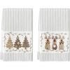 Artoid Mode Beige Stripes Deer Xmas Tree Christmas Kitchen Towels Dish Towels, 18×26 Inch Farmhouse Holiday Winter Decoration Cleaning Set of 2(Beige)
