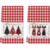 Artoid Mode Beige Stripes Deer Xmas Tree Christmas Kitchen Towels Dish Towels, 18×26 Inch Farmhouse Holiday Winter Decoration Cleaning Set of 2(Red)