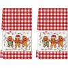 Artoid Mode Beige Stripes Gingerbread Candy Christmas Kitchen Towels Dish Towels, 18×26 Inch Farmhouse Holiday Winter Decoration Cleaning Set of 2(Red)