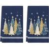 Artoid Mode Blue Xmas Tree Star Christmas Kitchen Towels Dish Towels, 18×26 Inch Farmhouse Snowflakes Decoration Cleaning Set of 2(Blue)