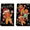 Artoid Mode Gingerbread Candy Christmas Kitchen Towels Dish Towels, 18×26 Inch Holiday Holly Xmas Ball Winter Decoration Hand Towels Set of 2(Black)