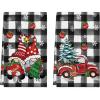 Artoid Mode Gnome Truck Christmas Kitchen Towels Dish Towels, 18×26 Inch Holiday Believe Xmas Tree Winter Decoration Hand Towels Set of 2(Black/Beige)