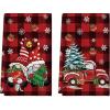 Artoid Mode Gnome Truck Christmas Kitchen Towels Dish Towels, 18×26 Inch Holiday Believe Xmas Tree Winter Decoration Hand Towels Set of 2(Red/Black)