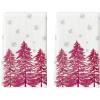 Artoid Mode Pink Xmas Tree Christmas Kitchen Towels Dish Towels, 18×26 Inch Farmhouse Snowflakes Winter Decoration Cleaning Set of 2(Pink)