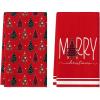 Artoid Mode Red Xmas Tree Merry Christmas Kitchen Towels Dish Towels, 18×26 Inch Farmhouse Holiday Snowflake Winter Decoration Cleaning Set of 2
