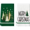 Artoid Mode Red Xmas Tree Merry Christmas Kitchen Towels Dish Towels, 18×26 Inch Farmhouse Star Snowflakes Decoration Cleaning Set of 2(Green)